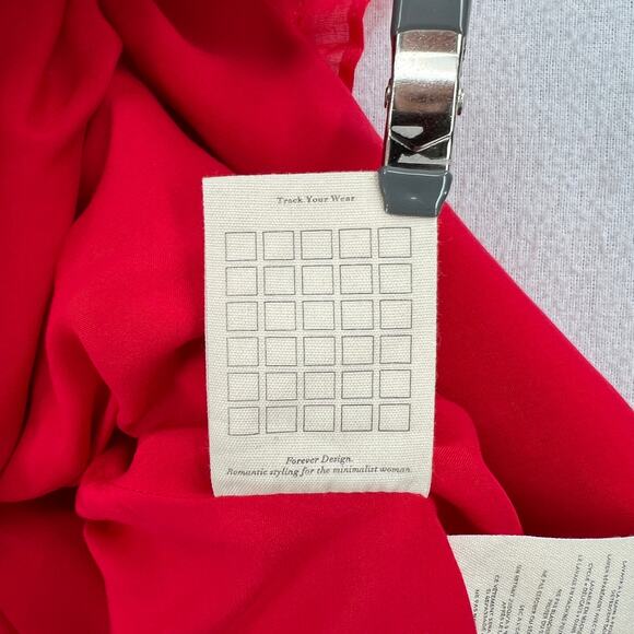 JOSLIN Amella Linen Mini Wrap Dress Womens 0 Red Sleeveless Collar V Neck Ruffle - Picture 14 of 16